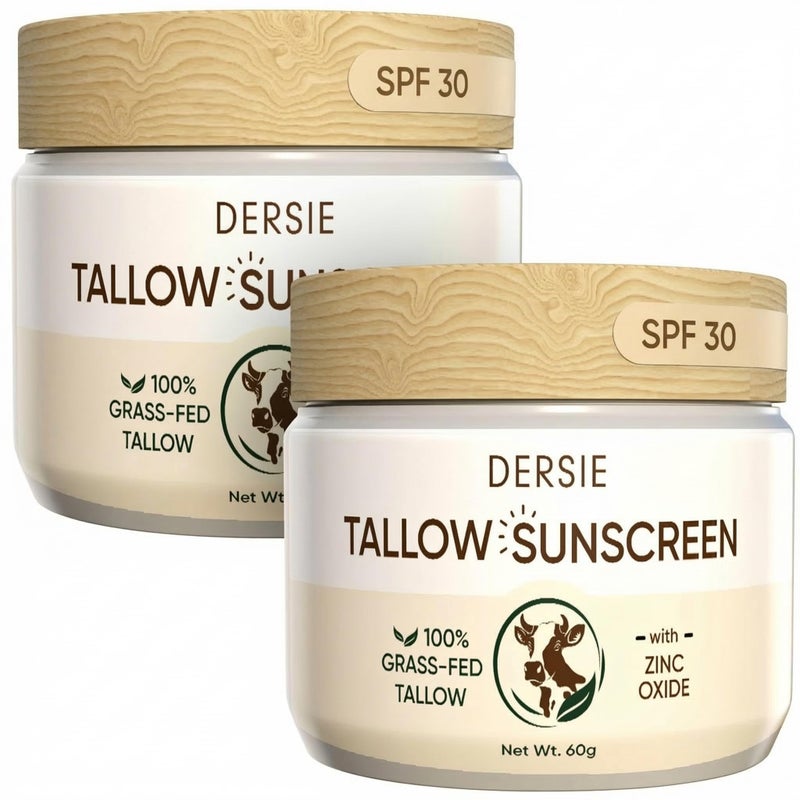 Dersie (Pack of 2) Dersie Tallow Sunscreen SPF 30 â€“ Mineral UV Defense with Non-Nano Zinc Oxide â€“ Face & Body Sun Protection for Adults & Kids â€“ 100% Grass-Fed Beef Tallow for Moisture Retention (2.12 oz) - Image 1