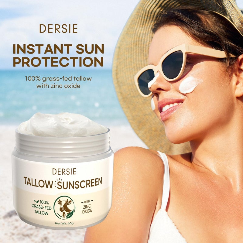 Dersie (Pack of 2) Dersie Tallow Sunscreen SPF 30 â€“ Mineral UV Defense with Non-Nano Zinc Oxide â€“ Face & Body Sun Protection for Adults & Kids â€“ 100% Grass-Fed Beef Tallow for Moisture Retention (2.12 oz) - Image 2