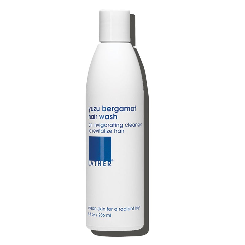 LATHER Yuzu Bergamot Hair Wash 8 fl oz Daily Shampoo Cleanser Revitalize Hair Yuzu Orange Bergamot Citrus Sensitive Skin Safe Hotel Approved Vegan Cruelty Free Beauty Hair Care