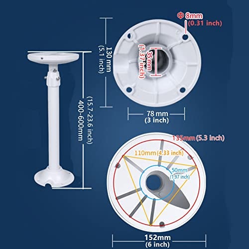 WiTi Extendable Pole Mount for Security Surveillance Cameras, Ceiling Mount Bracket for Bullet Camera,Solid Metal Max 60CM - Image 4