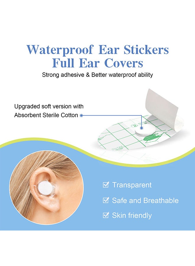 سيفودون أغطية الأذن للاستحمام ، 60 قطعة ملصقات الأذن للماء أغطية الأذن للسباحة دش واقيات الأذن مع سدادات الأذن القطنية للماء لركوب الأمواج الاستحمام والغطس والرياضات المائية الأخرى - Image 4