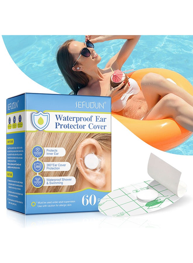 سيفودون أغطية الأذن للاستحمام ، 60 قطعة ملصقات الأذن للماء أغطية الأذن للسباحة دش واقيات الأذن مع سدادات الأذن القطنية للماء لركوب الأمواج الاستحمام والغطس والرياضات المائية الأخرى - Image 5