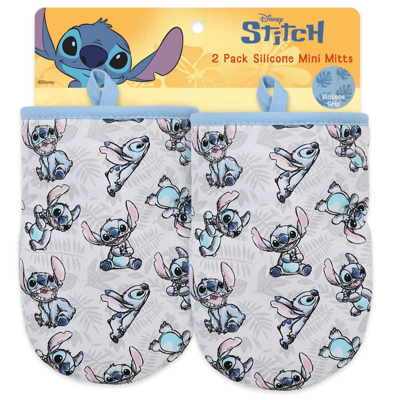 Disney Oven Mitts  55 x 75 HeatResistant Mini Oven Mitts with NonSlip Printed Silicone Disney Silhouettes  Mickey  Minnie Stitch Winnie The Pooh