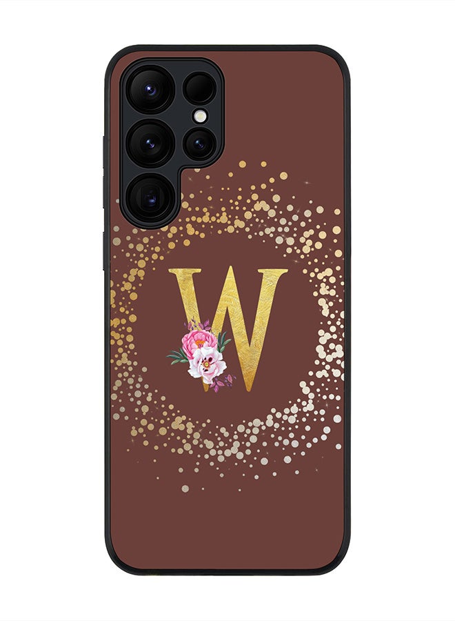 Stylizedd For Samsung Galaxy S25 Ultra 5G Case,Slim fit Camera Protection, Shockproof Thin Phone cover  - Custom Monogram Floral - W  (Brown ) - Image 1