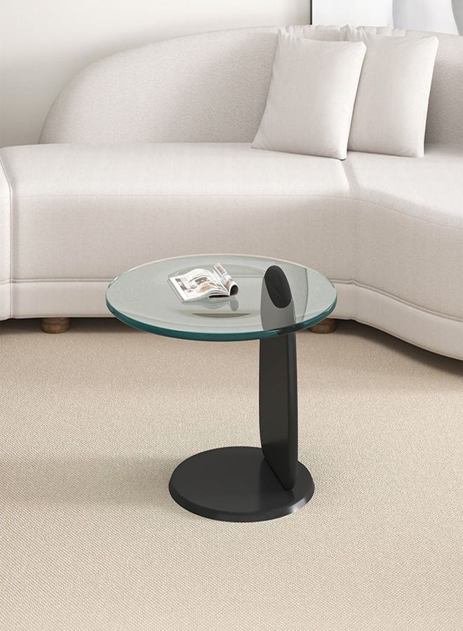 fashionhome Stylish Mid Century Luxury Round Edges Tempered Glass and Premium Wood Coffee Table, Side Table for Bedroom Offices, Leisure Area 50 x 41 Centimeter - Image 1