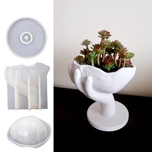 Anktily 3PCS Hand-held Skull Flower Pot Cement Silicone Mold with Base Candle Holder Storage Box Epoxy Resin Mold Concrete Clay Succulent Planter Mold - Image 4