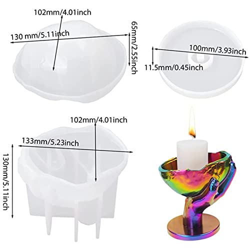 Anktily 3PCS Hand-held Skull Flower Pot Cement Silicone Mold with Base Candle Holder Storage Box Epoxy Resin Mold Concrete Clay Succulent Planter Mold - Image 2