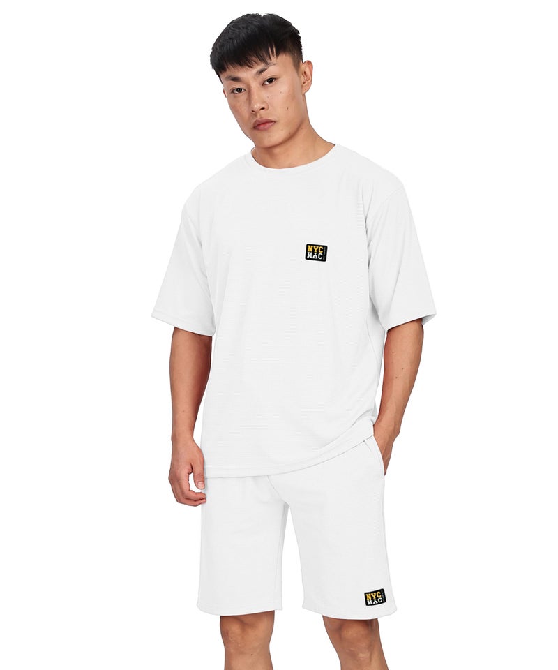 SHODOX® Men’s Solid Relaxed Fit T Shirt and Shorts Set | Casual Summer Wear | Comfortable Stylish Outfit for Men White - Image 1