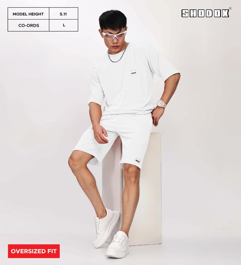 SHODOX® Men’s Solid Relaxed Fit T Shirt and Shorts Set | Casual Summer Wear | Comfortable Stylish Outfit for Men White - Image 3