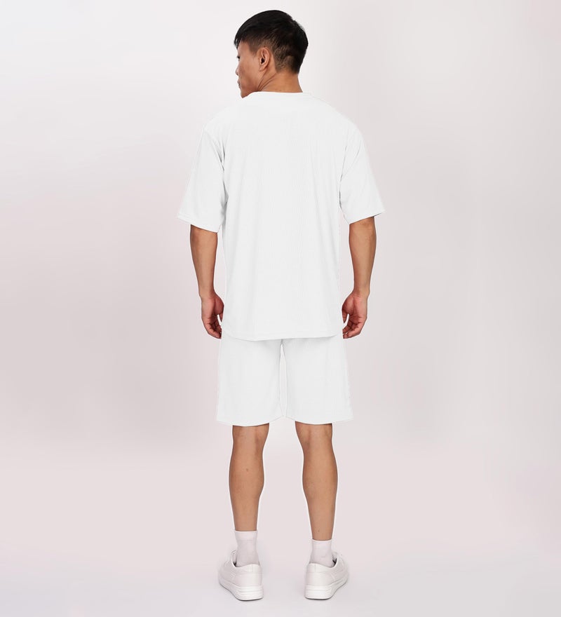 SHODOX® Men’s Solid Relaxed Fit T Shirt and Shorts Set | Casual Summer Wear | Comfortable Stylish Outfit for Men White - Image 2