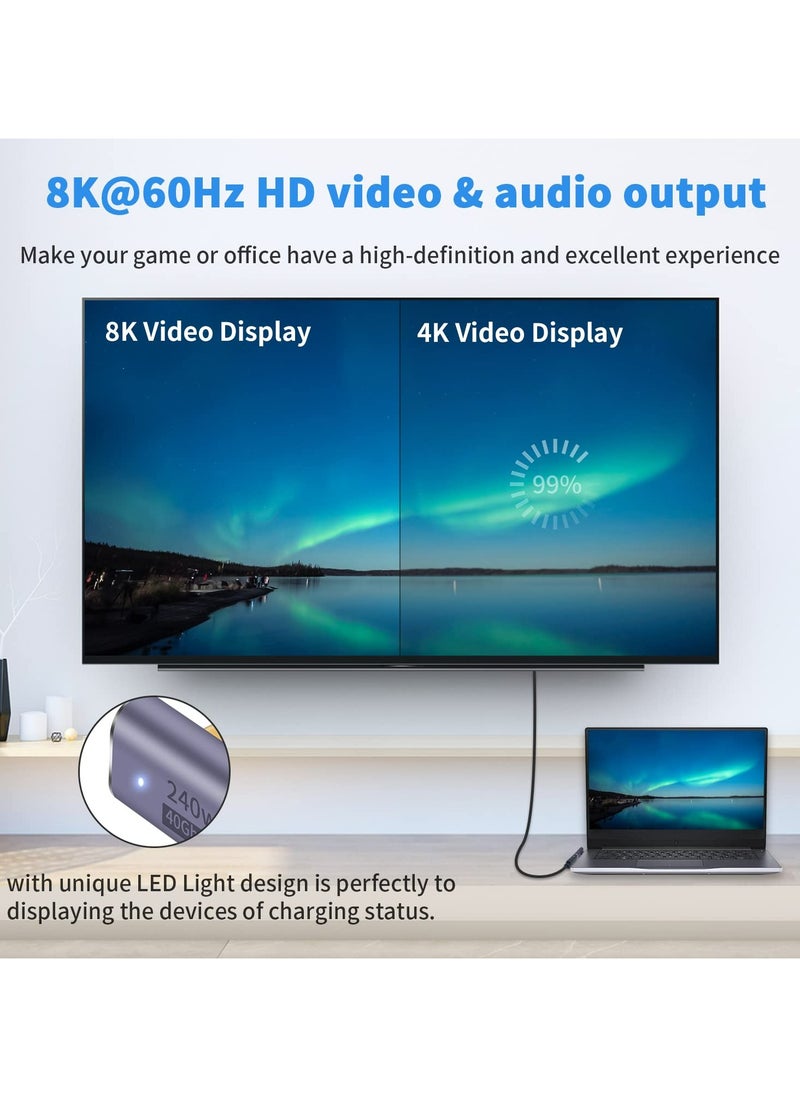 CMGTYYD USB C Right Angle Adapter 240W, Right Angle USB C Adapter 40Gbps, USB C Adapter 90 Degree USB C Male to Female Extender Support 8K Video with LED Light for ipad, MacBook, Tablet, Phone, 2pcs  - Image 4
