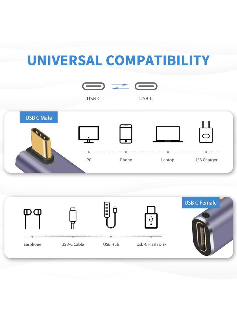 CMGTYYD USB C Right Angle Adapter 240W, Right Angle USB C Adapter 40Gbps, USB C Adapter 90 Degree USB C Male to Female Extender Support 8K Video with LED Light for ipad, MacBook, Tablet, Phone, 2pcs  - Image 5