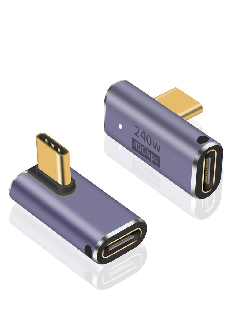 CMGTYYD USB C Right Angle Adapter 240W, Right Angle USB C Adapter 40Gbps, USB C Adapter 90 Degree USB C Male to Female Extender Support 8K Video with LED Light for ipad, MacBook, Tablet, Phone, 2pcs  - Image 1
