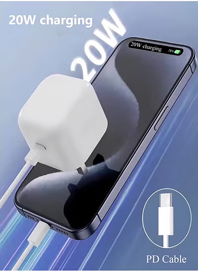 هيروكس شاحن شحن سريع عبوة واحدة، شاحن حائط USB C PD 20 وات مع كابل شحن سريع بطول 6 أقدام - شاحن سريع متوافق مع iPhone 14/14 Pro Max/13/13 Pro/12/12 Pro/11/11 Pro/XS، Pad  - Image 5