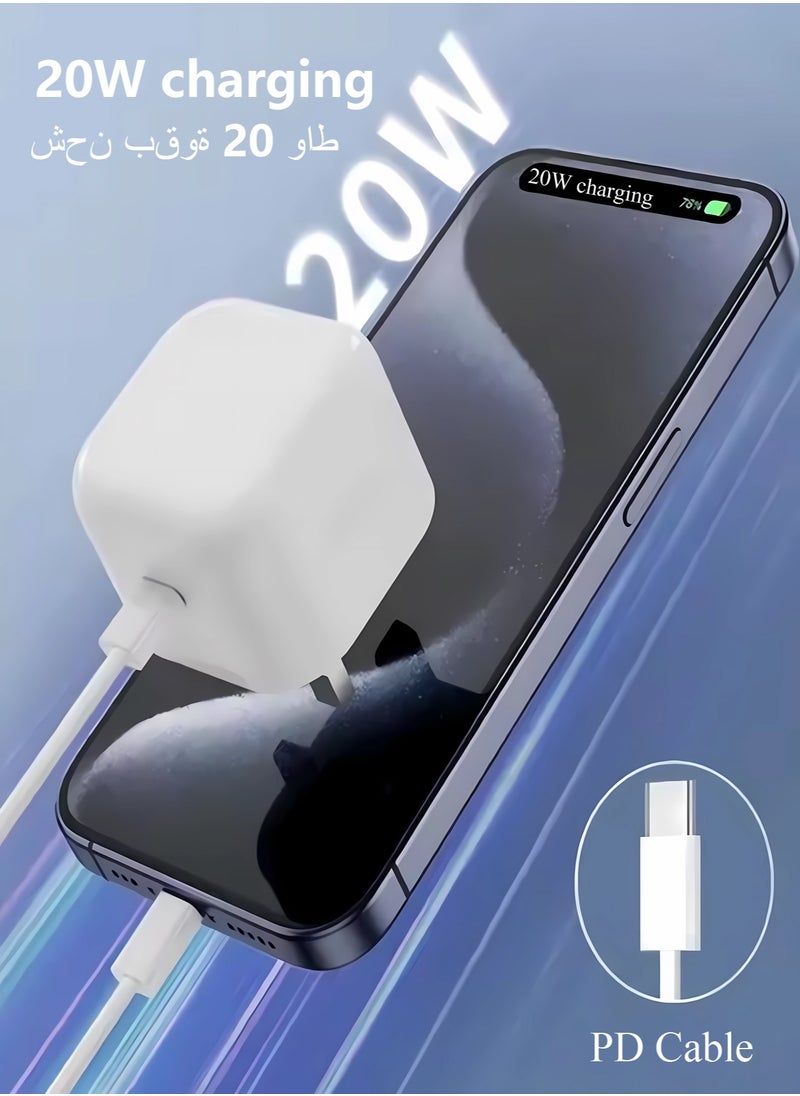 HEROCKX - iPhone Charger Fast Charging 1Pack,20W PD USB C Wall Charger with 6FT Fast Charging Cable - Fast Charger for iPhone 14/14 Pro Max/13/13 Pro/12/12 Pro/11/11 Pro/XS, Pad - Image 1
