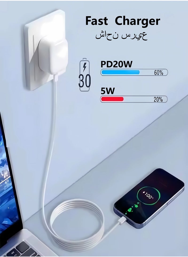 HEROCKX - iPhone Charger Fast Charging 1Pack,20W PD USB C Wall Charger with 6FT Fast Charging Cable - Fast Charger for iPhone 14/14 Pro Max/13/13 Pro/12/12 Pro/11/11 Pro/XS, Pad - Image 1