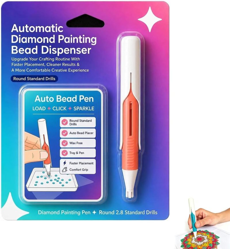 قلم طلاء الألماس الأوتوماتيكي برأس دائري 2.8 مم أداة توزيع خالية من الشمع - مقبض مريح ورؤوس دقيقة قابلة للتبديل لأعمال طلاء الألماس اليدوية - Image 3