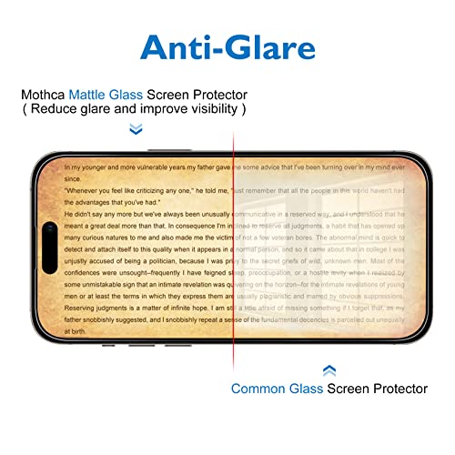 Mothca 2 Pack Matte Glass Screen Protector for iPhone 14 Pro [6.1 inch] with 2 Pack Camera Lens Protector, Anti-Glare & Anti-Fingerprint Tempered Glass Film, Case Friendly Bubble Free Smooth as Silk - Image 3