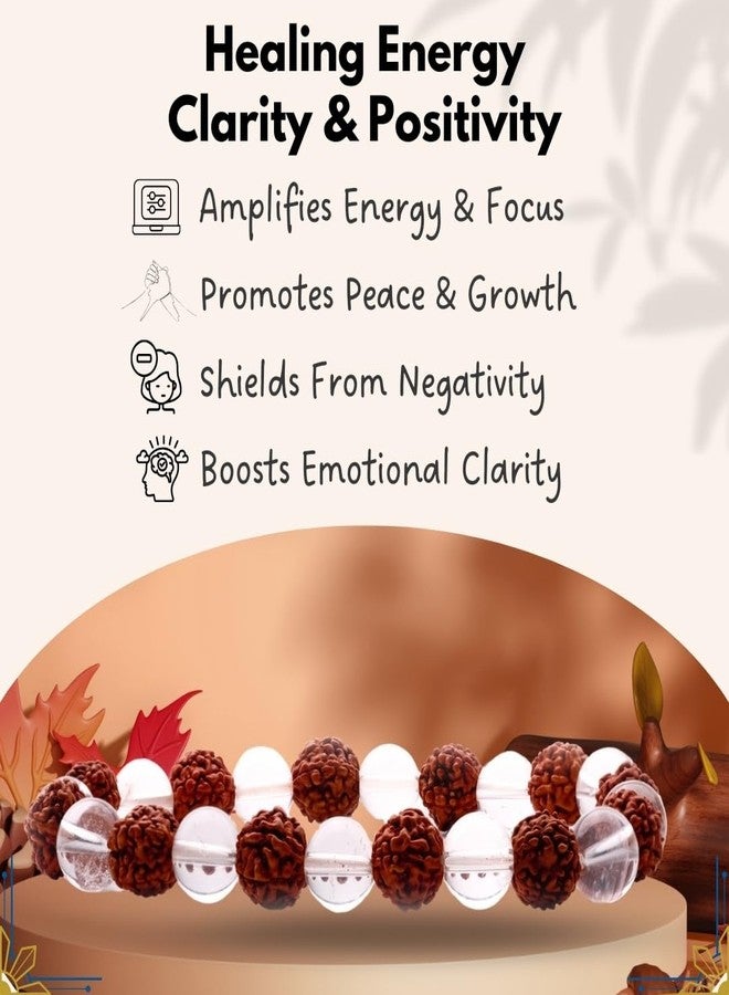 Plus Value Natural Rudraksha Crystal Bracelet for Men Women - Reiki Healing Crystal Vastu Feng Shui for Men Women (Beads Size 8mm, 1 Jute Bag) - Image 2