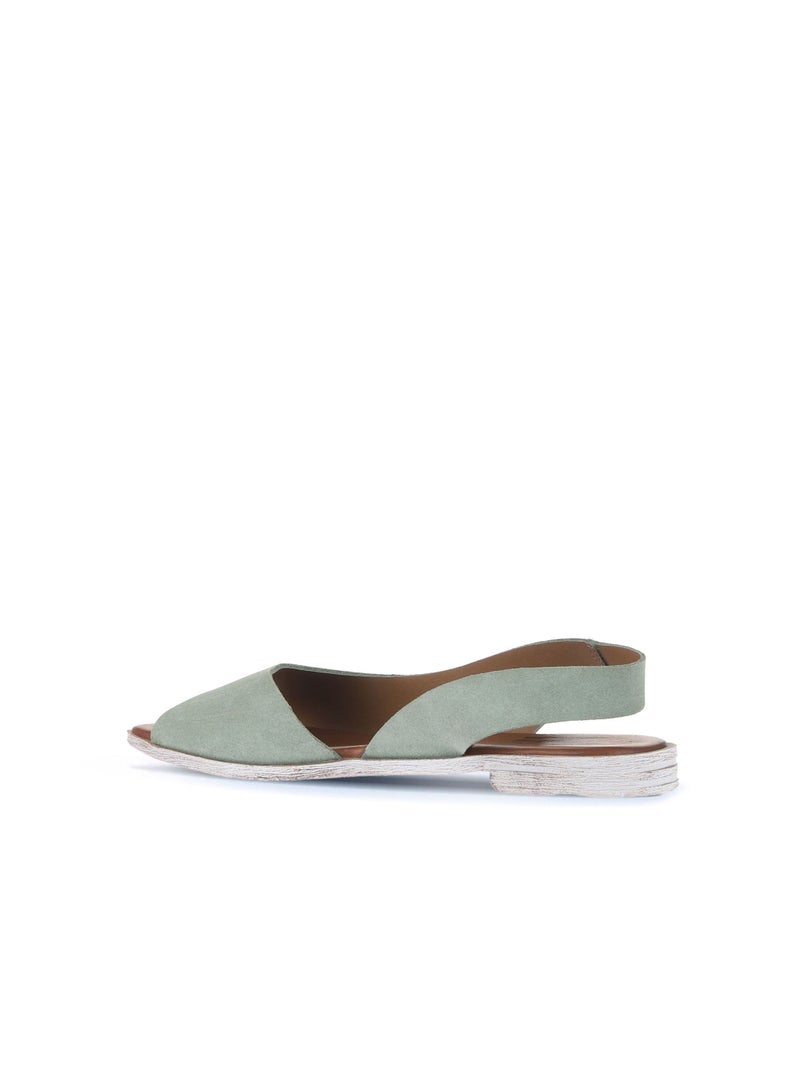 BUENO Women's Soft Green Suede Slingback Sandals – Open-Toe Flat Summer Shoes with White-Washed Sole for Casual and Minimalist Everyday Wear - Image 4