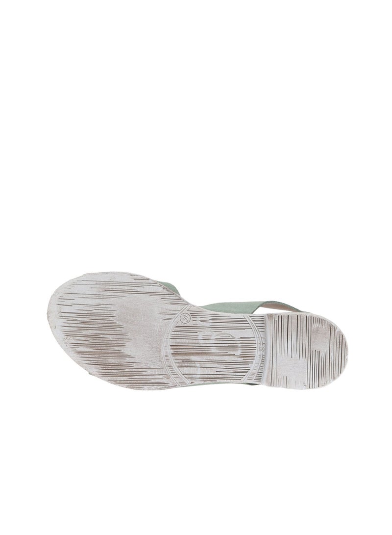 BUENO Women's Soft Green Suede Slingback Sandals – Open-Toe Flat Summer Shoes with White-Washed Sole for Casual and Minimalist Everyday Wear - Image 5
