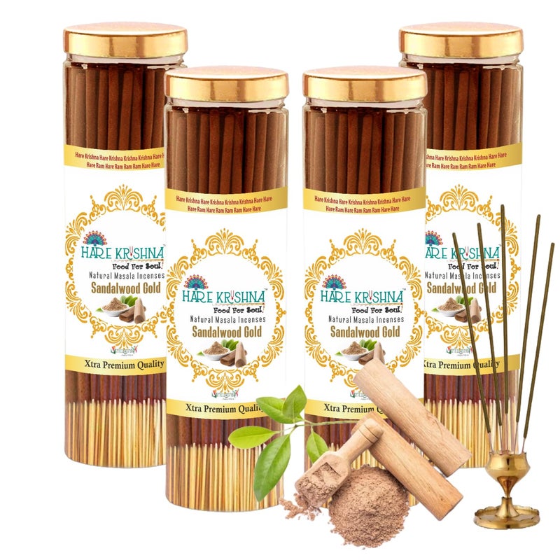 Vringra Sandalwood Agarbatti Incense Sticks for Pooja Home Temple Chemical Charcoal Free Pooja Agarbatti Sticks Long Lasting Fragrance 200gm Pack of 4 - Image 1