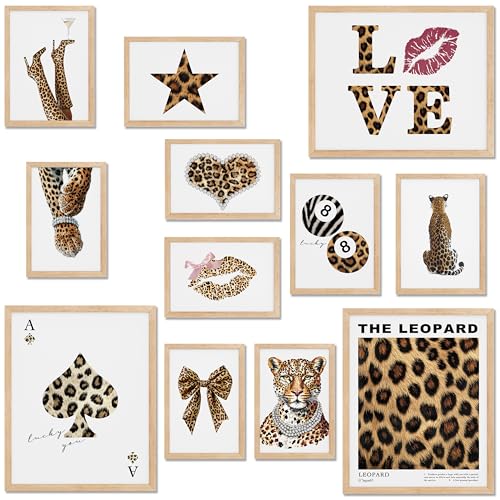 TwoDays Cheetah Print Room Decor, Trendy Leopard Print Wall Art Aesthetic, Chic Luxury Y2K Fashion Posters for Home Bedroom Apartment Dorm. (Multi Sizes, Set of 12, 8" X 10" Largest, UNFRAMED) - Image 1