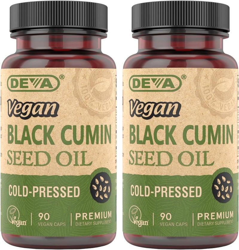 DEVA Vegan Nutrition Black Cumin Seed Oil ColdPressed Unrefined 90 Vegan Capsules 2Pack