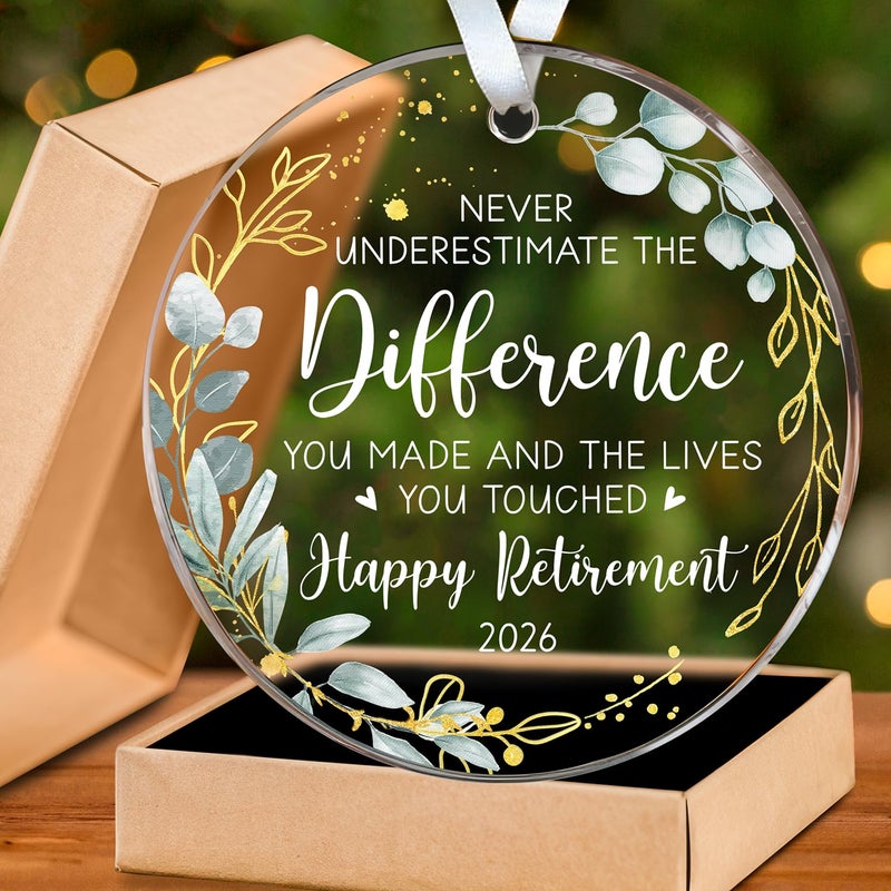 HEXMOZ Retirement Gift for Woman Retirement Gifts for Women Men 2026 Retired Ornament 2026 Retired Gift for Coworker Boss Employee Teacher Nurse Woman Man Acrylic Christmas Ornament