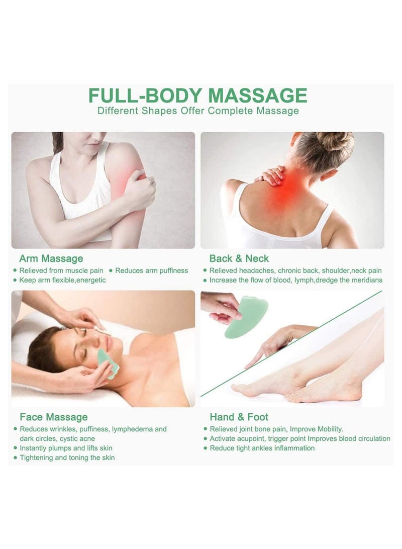 4PCS Natural Jade Gua Sha Massage Tool Set for Spa Therapy, Muscle Relief, Facial Care, and Lymphatic Drainage - Image 2