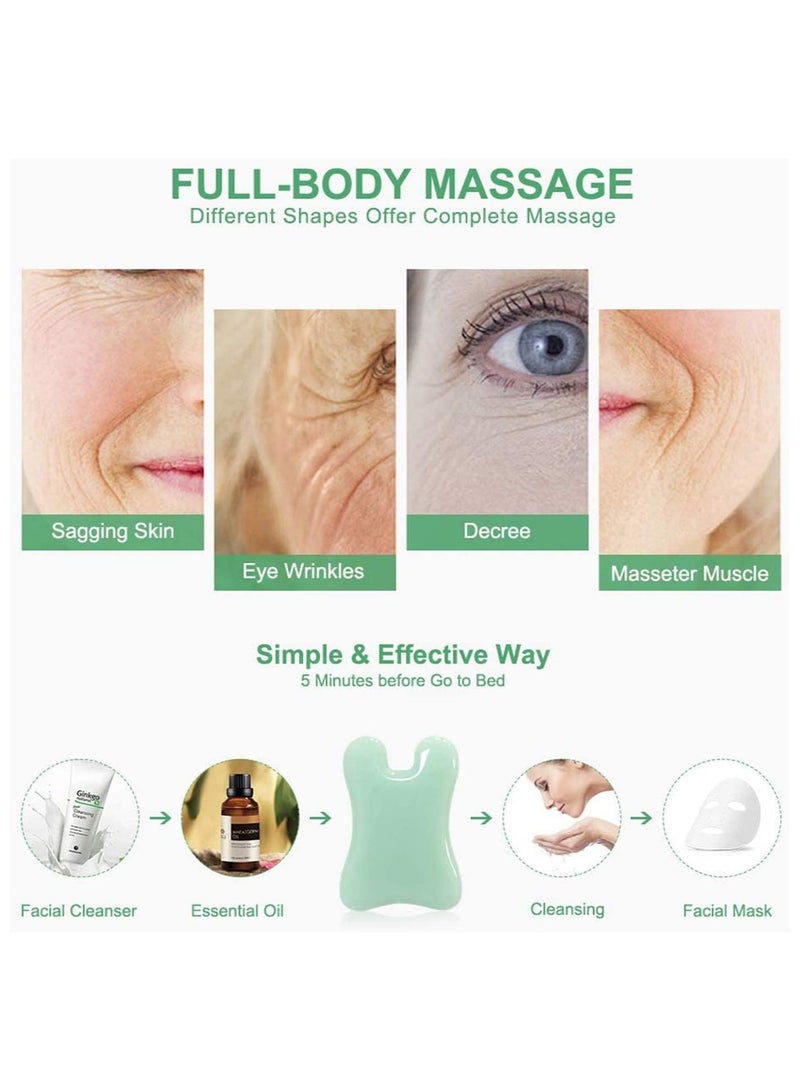 4PCS Natural Jade Gua Sha Massage Tool Set for Spa Therapy, Muscle Relief, Facial Care, and Lymphatic Drainage - Image 3