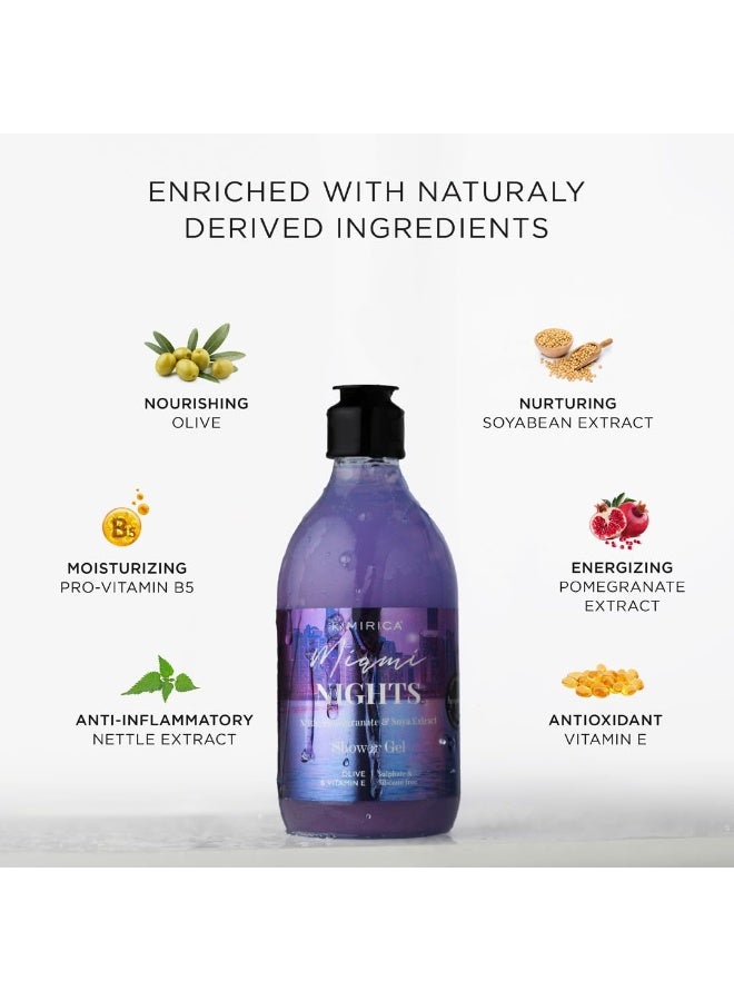 كيميريكا غسول الجسم ميامي نايتس، جل استحمام خالٍ من الكبريتات | عطر الخوخ والزهور البيضاء | منظف الجسم المغذي مع انتعاش يدوم طويلاً، نباتي 100% (300 مل) - Image 4
