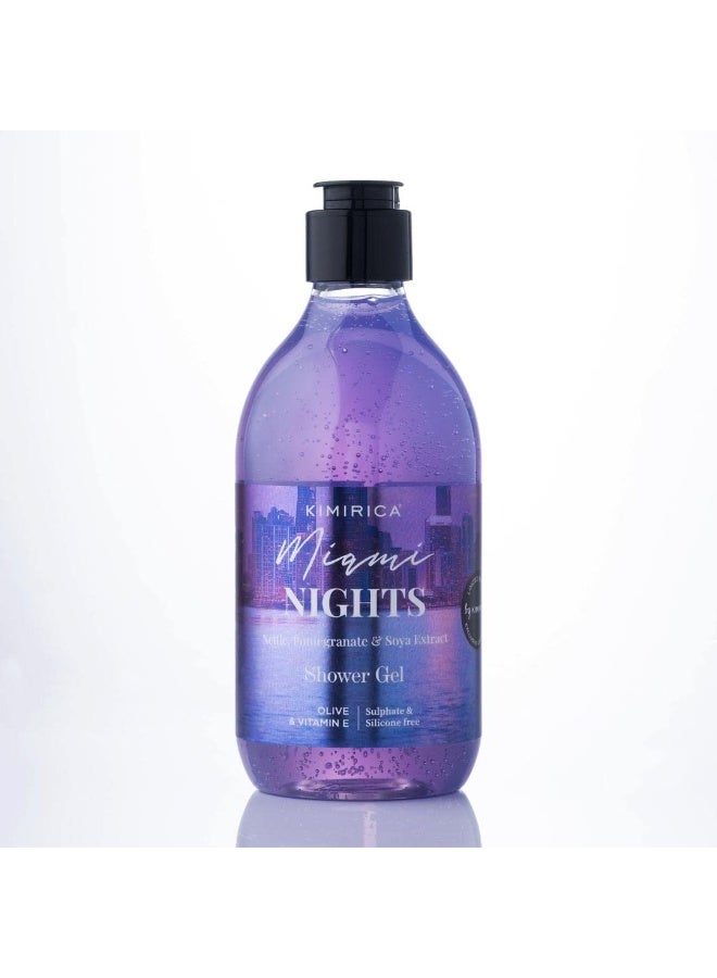 كيميريكا غسول الجسم ميامي نايتس، جل استحمام خالٍ من الكبريتات | عطر الخوخ والزهور البيضاء | منظف الجسم المغذي مع انتعاش يدوم طويلاً، نباتي 100% (300 مل) - Image 1