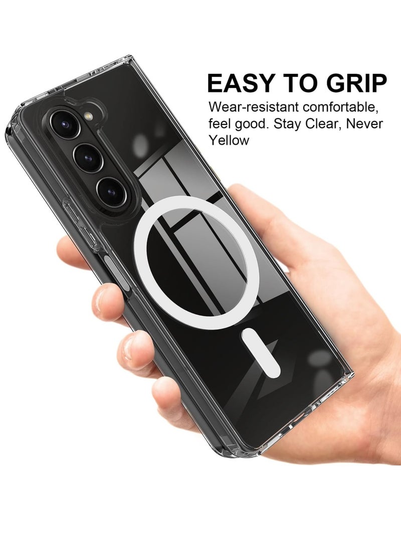 DUSALA Samsung Galaxy Z Fold 6 Magnetic Clear Case Cover Compatible with Magsafe Card Wallet and Wireless Charger Clear Shockproof and Drop Proof Anti Yellowing Case Samsung Galaxy Z Fold6 5G 2024 - Image 3
