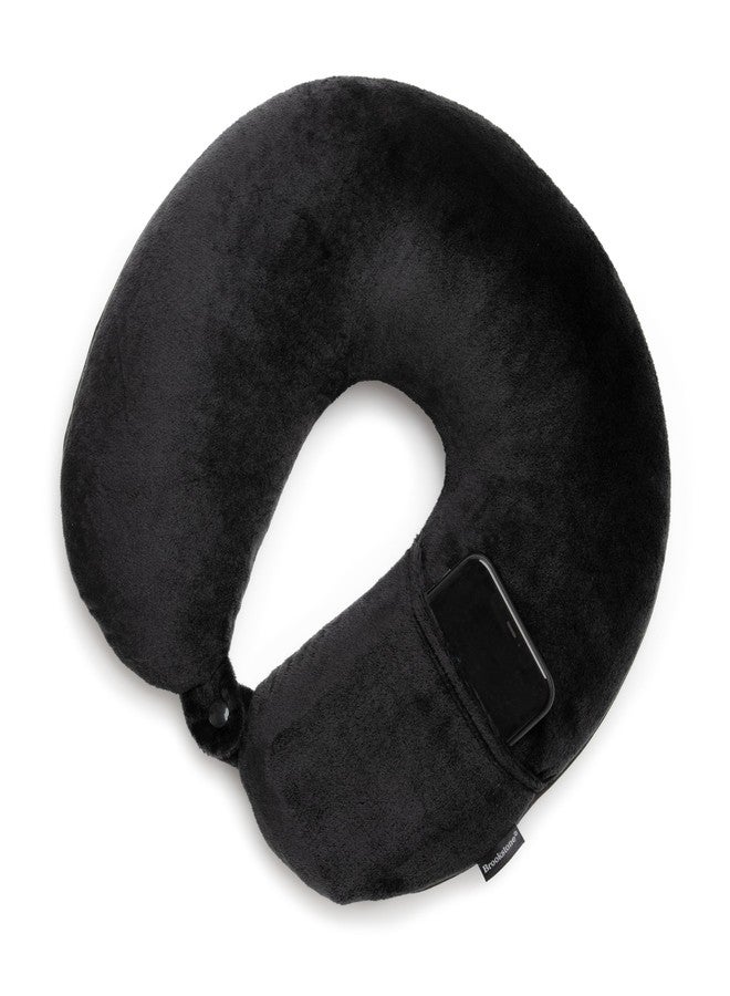 بروكستون وسادة سفر للرأس والرقبة من بروكستون مايكروبيد خفيفة الوزن وناعمة مع جيب للهاتف أو سماعات الرأس، أسود - Image 4