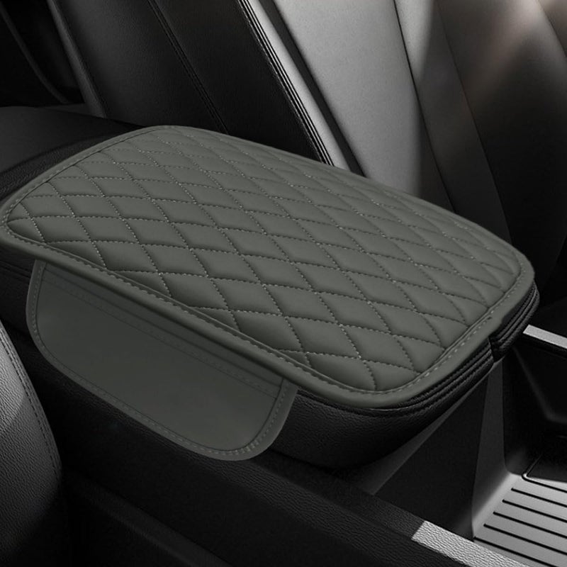 BDZMC Car Center Console Cover Car Armrest Cover Cushion Leather Support Pad with 2 Storage Bags Universal Interior Decorative Accessory for Most Vehicles SUVs Trucks RVs Gray - Image 3