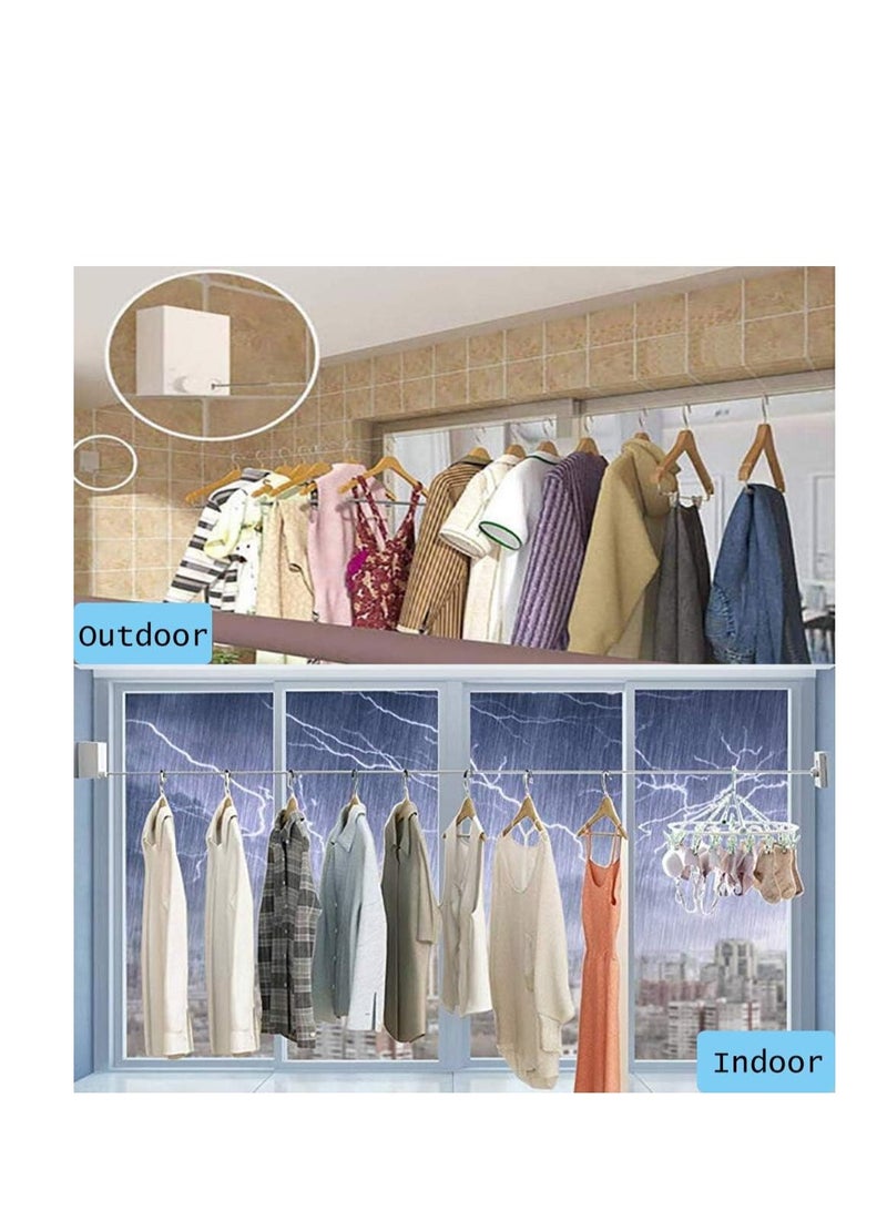 Telescopic Clothesline Abs Frame Aluminum Alloy Bracket Adjustable Double Rope, Wall-Mounted Storage Rope, 0-4.2 Meters Freely Adjustable  - Image 5