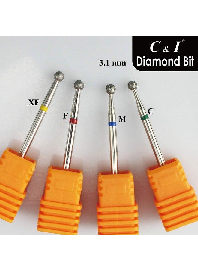 C & I Diamond Nail Drill Bit Ball Shape Head Efile Professional Cuticle Clean Drill Bit Improved Diamond Powder Plus Tungsten Carbide Shank 332” (2.35 Mm) (3.1 Mm Extra Fine Xf) - Image 4