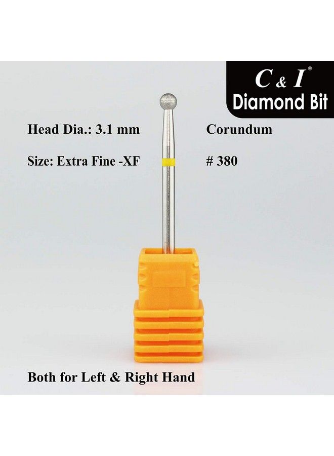 C & I Diamond Nail Drill Bit Ball Shape Head Efile Professional Cuticle Clean Drill Bit Improved Diamond Powder Plus Tungsten Carbide Shank 332” (2.35 Mm) (3.1 Mm Extra Fine Xf) - Image 3