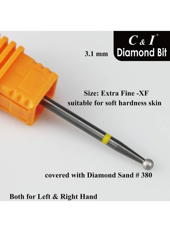 C & I Diamond Nail Drill Bit Ball Shape Head Efile Professional Cuticle Clean Drill Bit Improved Diamond Powder Plus Tungsten Carbide Shank 332” (2.35 Mm) (3.1 Mm Extra Fine Xf) - Image 5