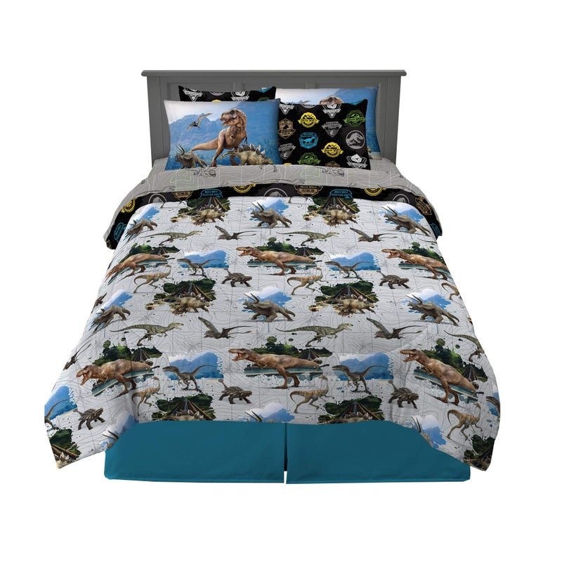 Franco Franco Kids Bedding Super Soft Comforter and Sheet Set with Sham 7 Piece Full Size Jurassic World 