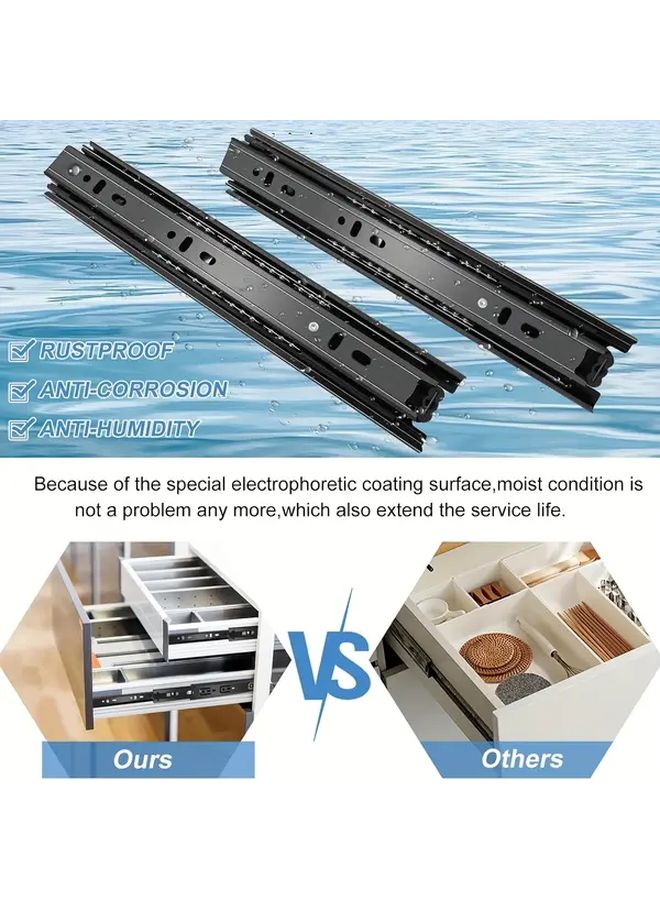 12 Inch Ball Bearing Drawer Slides 100lb Load Capacity Side Mount Metal Rails - Image 3