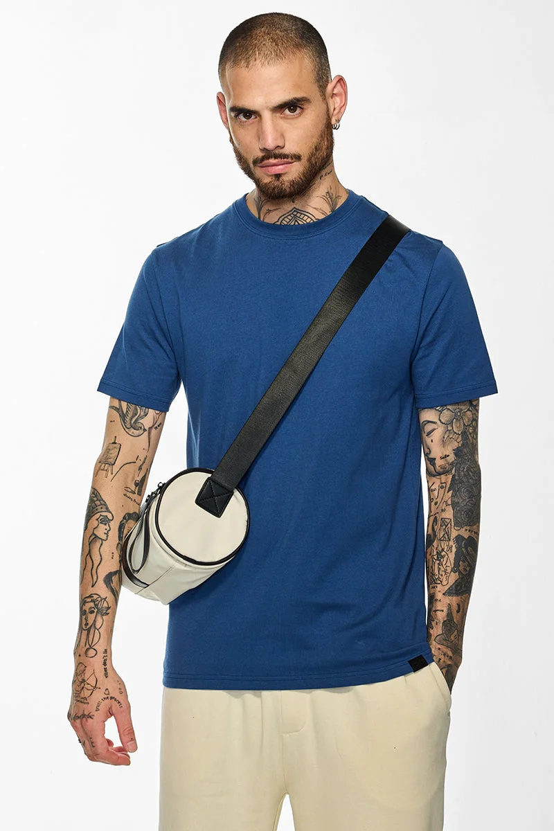 SNITCH Core Lab Blue Solid Regular Fit T-Shirt