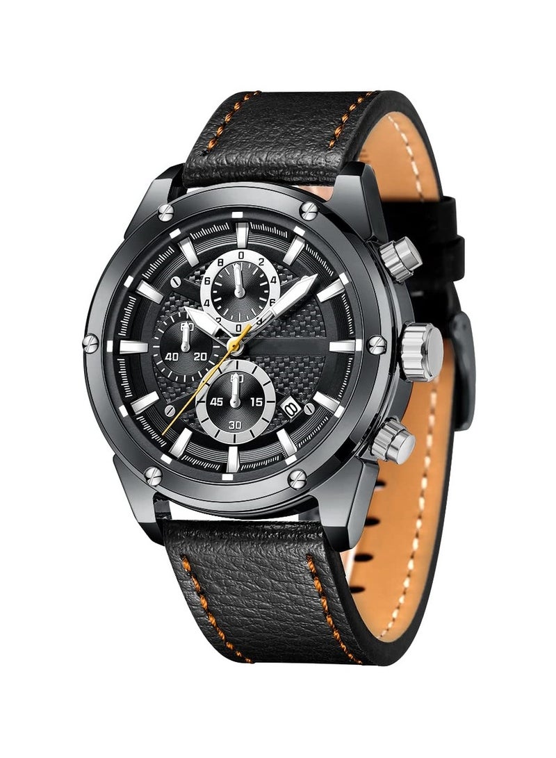 SOLARAE Mens Watch Business Casual Wrist Watches Casual Chronograph Waterproof Sport Military Watch Analog Quartz Movement Stylish Luxury Dress Wrist Watch Leather Strap Wrist Watch for Men - Image 1