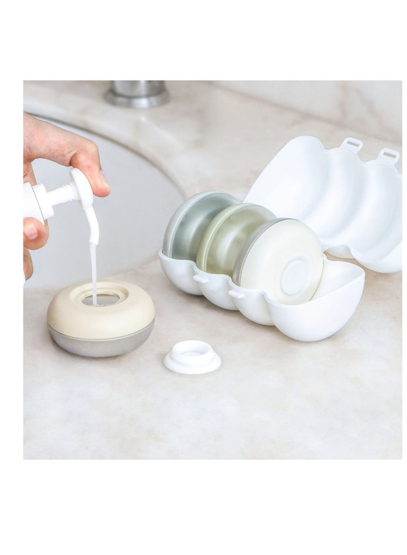 Excefore 1 Set Travel Press-on emulsion dispenser, Travel Containers for Toiletries, Round Travel Pod-s Toiletries with Case, Suitable for Cosmetic Jars Lip Balm Lotion Storage for Toiletries  - Image 3