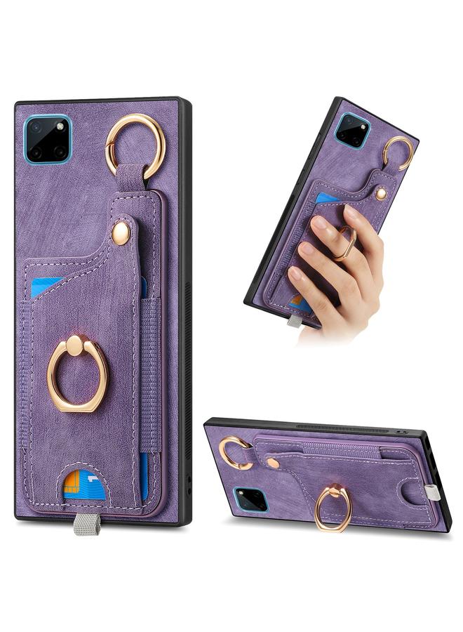 اس-توب جراب لهاتف Realme C21Y بتصميم كلاسيكي مع حلقة تعليق وحقيبة بطاقات - Image 1