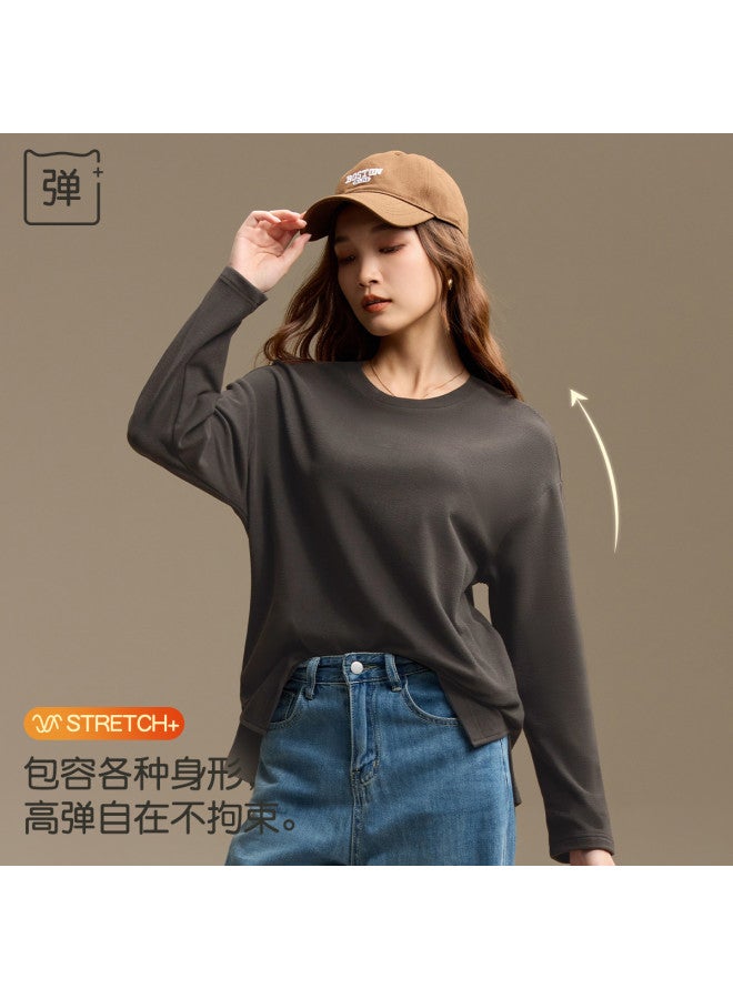 MIIOW Women'S Long Sleeve Base T-Shirt, Korean-Style Loose Split Hem Base Shirt For Women - Image 5