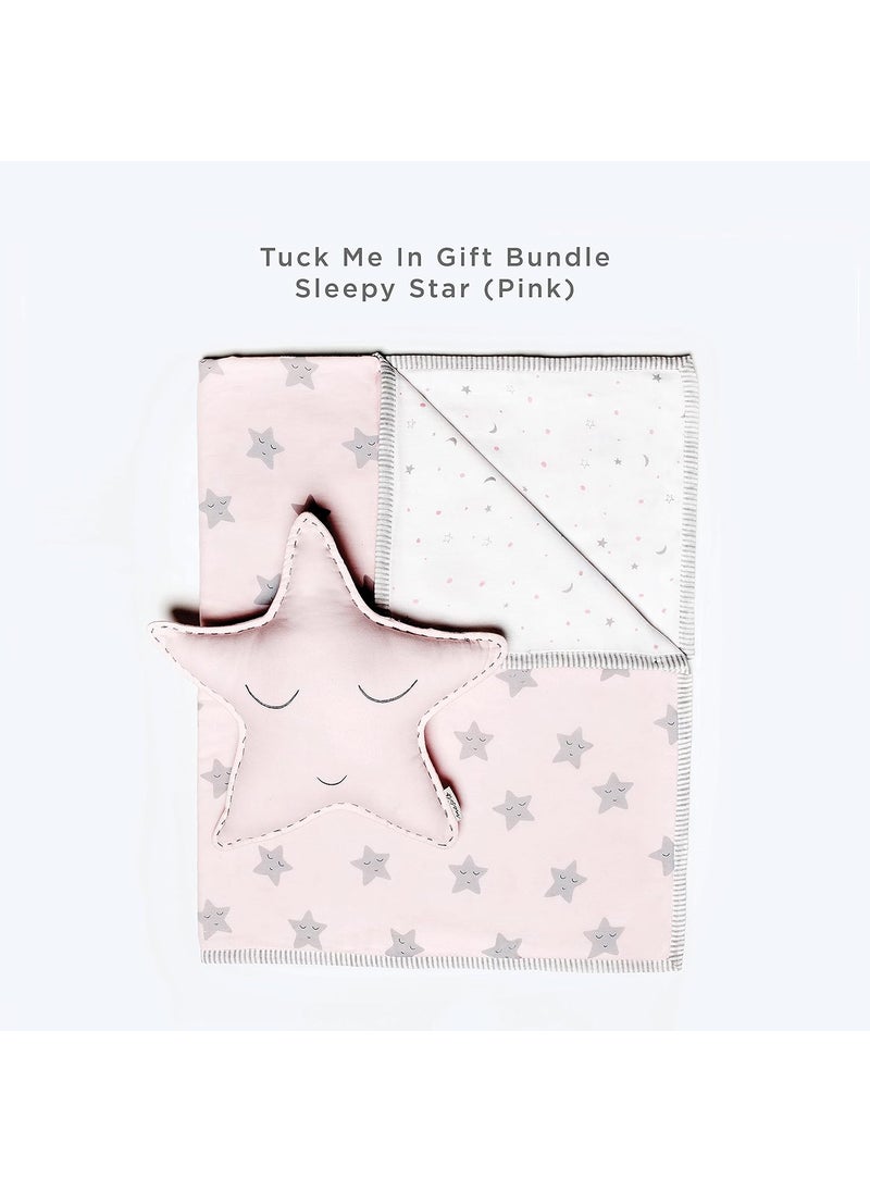 Masilo Masilo Organic Cotton Baby Blanket with Toy for Newborn/Infant-Dohar Blanket Combo-1X Blanket, 1X Toy, Star Pink  - Image 2
