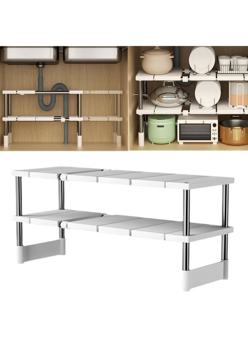 Cobest Expandable Sink Organizer, 2 Tier Under Sink Organizers, Under Cabinet Shelf Organizer, Kitchen Organizers and Storage with 8 Removable Plastic Boards for Bathroom, Pantry, Entryway, Closet, Black - Image 1