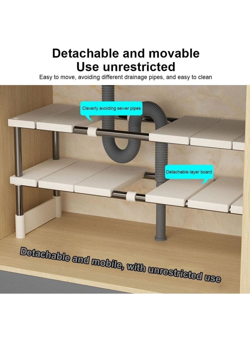 Cobest Expandable Sink Organizer, 2 Tier Under Sink Organizers, Under Cabinet Shelf Organizer, Kitchen Organizers and Storage with 8 Removable Plastic Boards for Bathroom, Pantry, Entryway, Closet, Black - Image 5